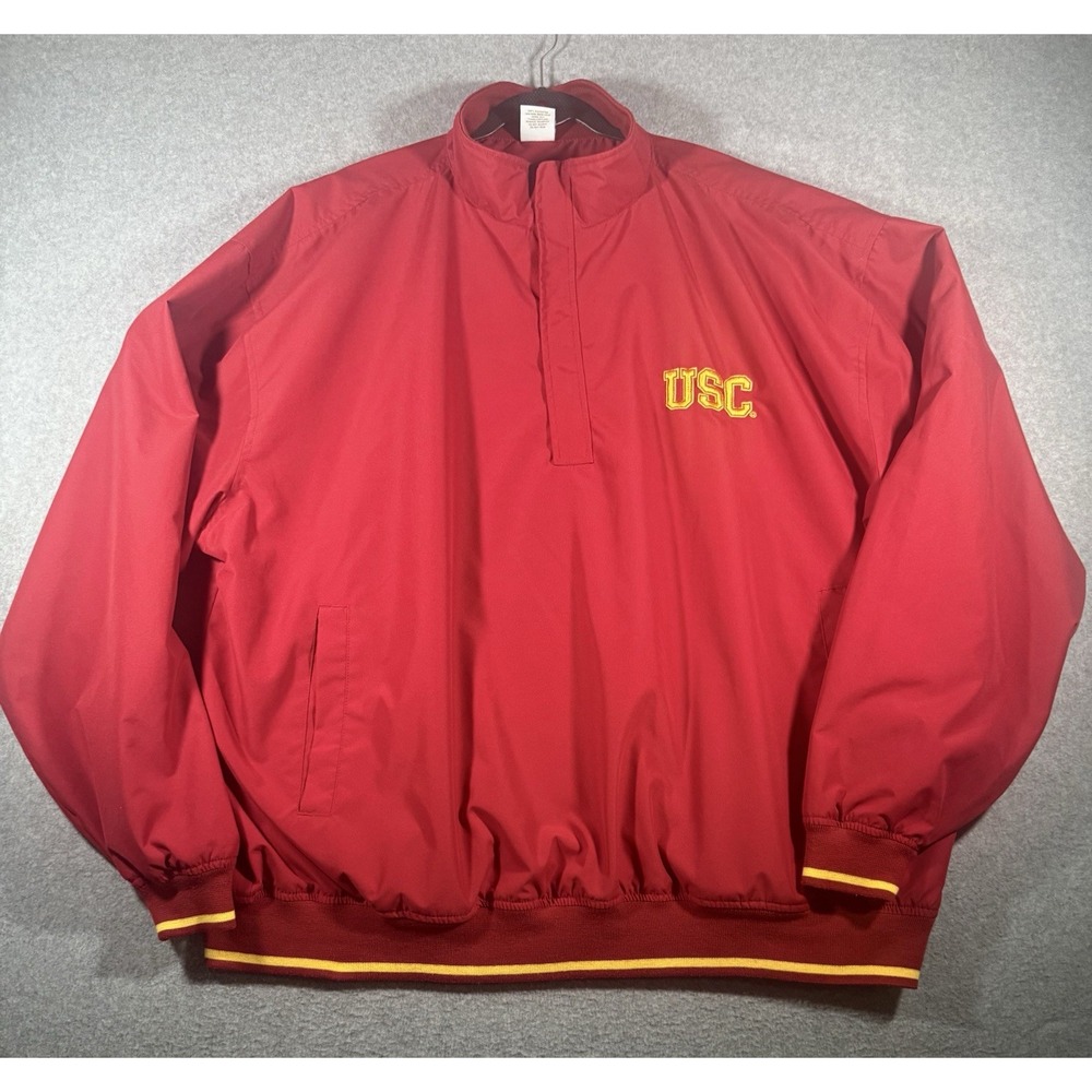 Campus Drive USC Pullover Jacket Size XXL Red 1/4 Zip Windbreaker
